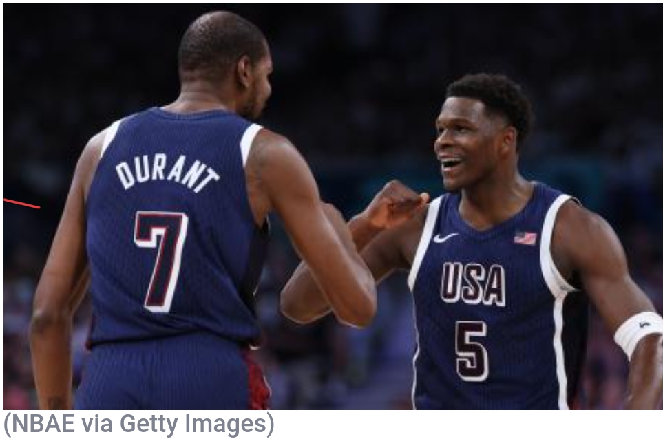 Team USA Men's "USA Basketball players dominating at the Paris 2024 Olympics."