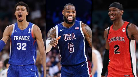 USA Men's Basketball celebration 